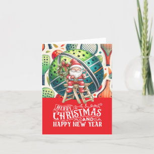 Tarjeta Festiva Navidades de baloncesto con la temática de Santa C