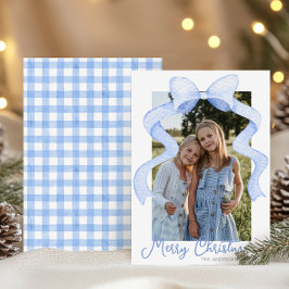 Tarjeta Festiva Navidades de banda de cinta rosada de color de agu