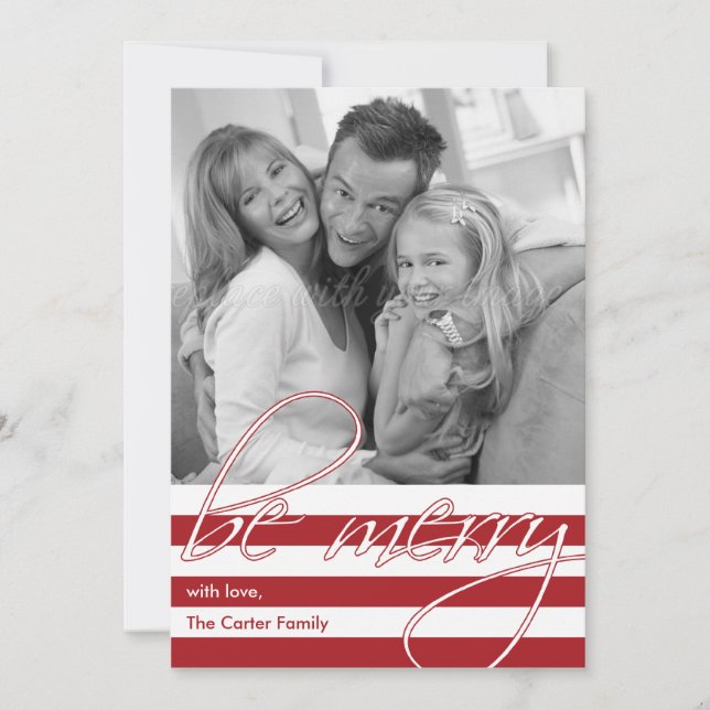 Tarjeta Festiva Navidades de bandas simples/tarjetas de fotos de v (Anverso)