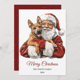 Tarjeta Festiva Navidades de Basenji Dog Santa Claus
