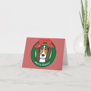Tarjeta Festiva Navidades de Basset Hound
