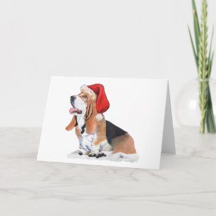 Tarjeta Festiva Navidades de Basset Hound