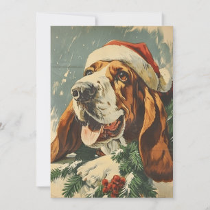 Tarjeta Festiva Navidades de Basset Hound