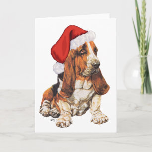 Tarjeta Festiva Navidades de Basset Hound