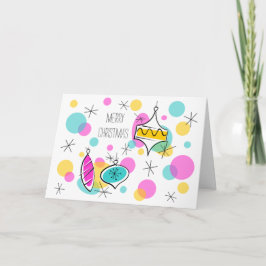 Tarjeta Festiva Navidades de baubles de árbol retro dentro de la t