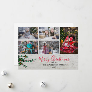 Tarjeta Festiva Navidades de bayas de la familia rustica de madera