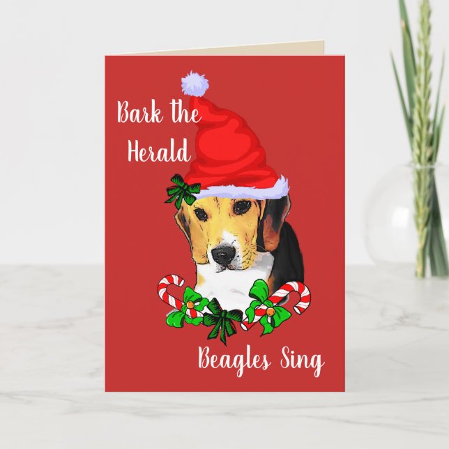 Tarjeta Festiva Navidades de Beagle Cute (Anverso)