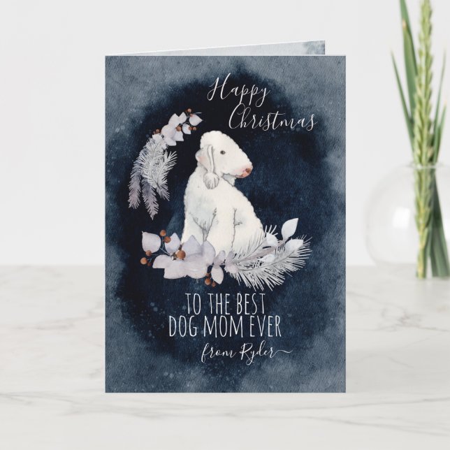 Tarjeta Festiva Navidades de Bedlington Terrier (Anverso)