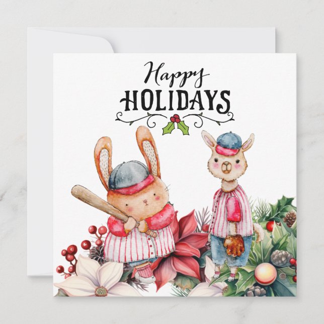 Tarjeta Festiva Navidades de béisbol (Anverso)