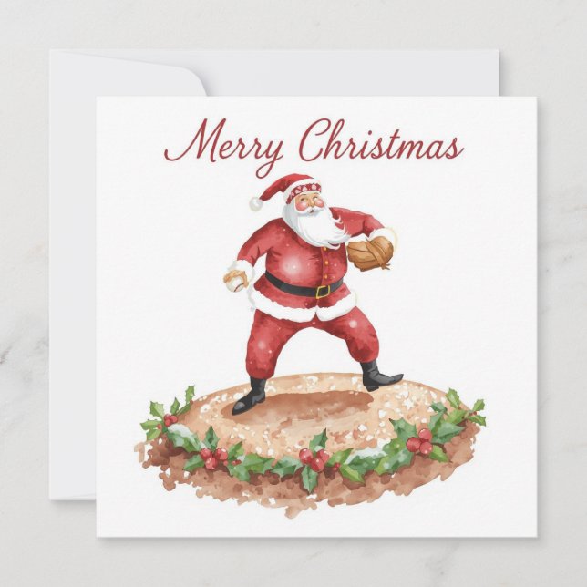 Tarjeta Festiva Navidades de béisbol (Anverso)