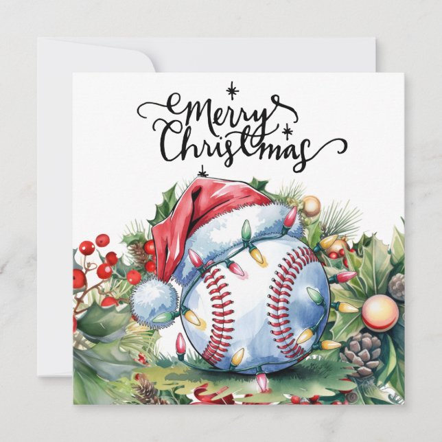 Tarjeta Festiva Navidades de béisbol (Anverso)