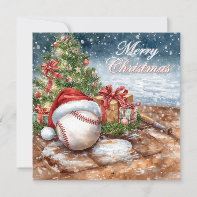 Tarjeta Festiva Navidades de béisbol (Anverso)