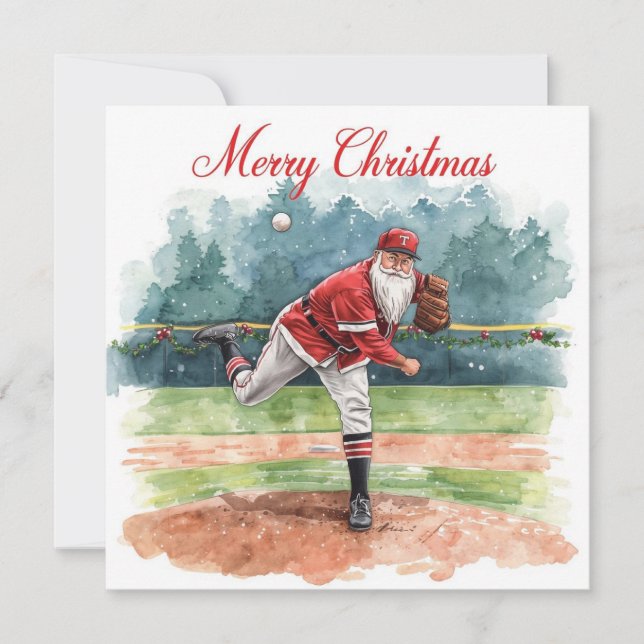 Tarjeta Festiva Navidades de béisbol (Anverso)
