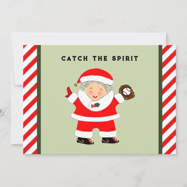 Tarjeta Festiva Navidades de béisbol (Anverso)