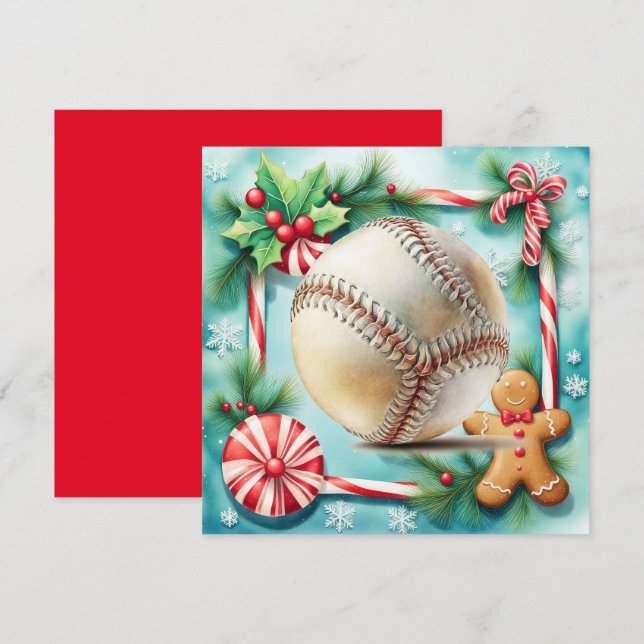 Tarjeta Festiva Navidades de béisbol (Anverso / Reverso)