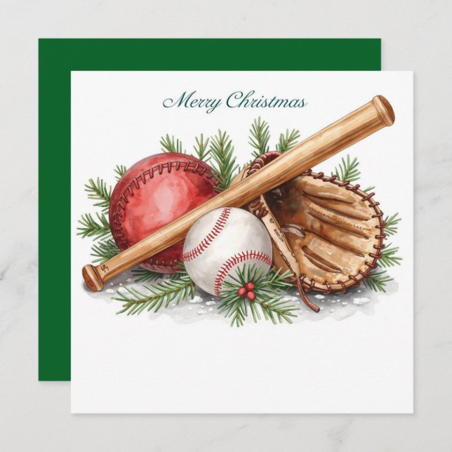 Tarjeta Festiva Navidades de béisbol (Anverso / Reverso)
