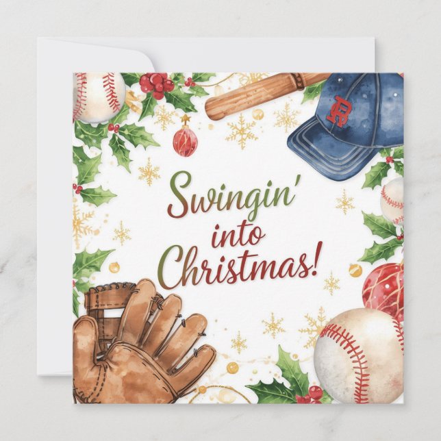Tarjeta Festiva Navidades de béisbol (Anverso)