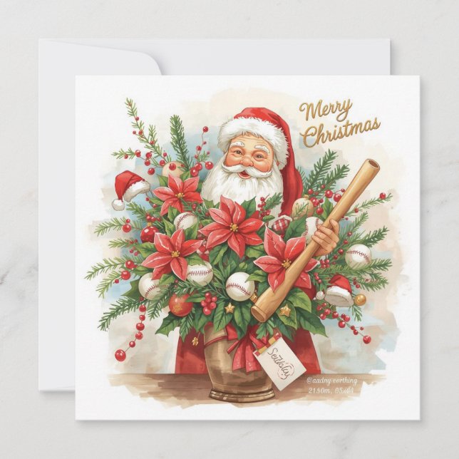 Tarjeta Festiva Navidades de béisbol (Anverso)