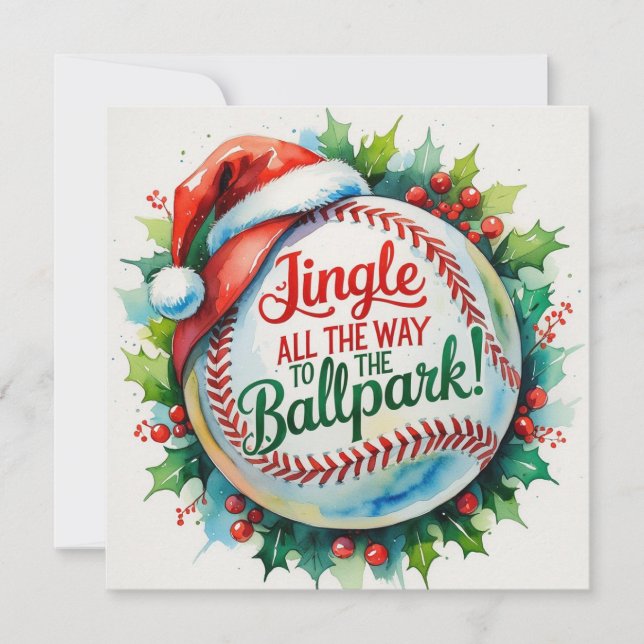 Tarjeta Festiva Navidades de béisbol (Anverso)