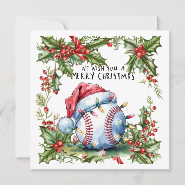 Tarjeta Festiva Navidades de béisbol (Anverso)