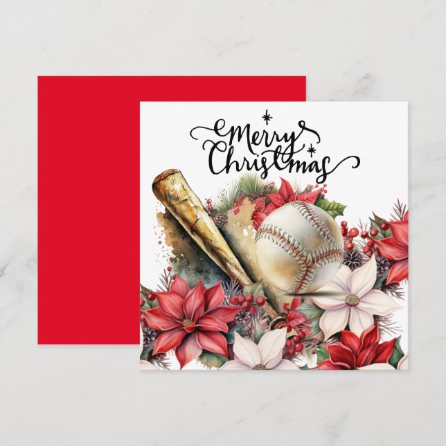 Tarjeta Festiva Navidades de béisbol (Anverso / Reverso)