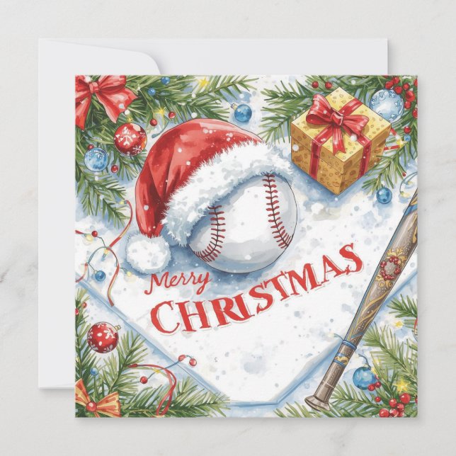 Tarjeta Festiva Navidades de béisbol (Anverso)