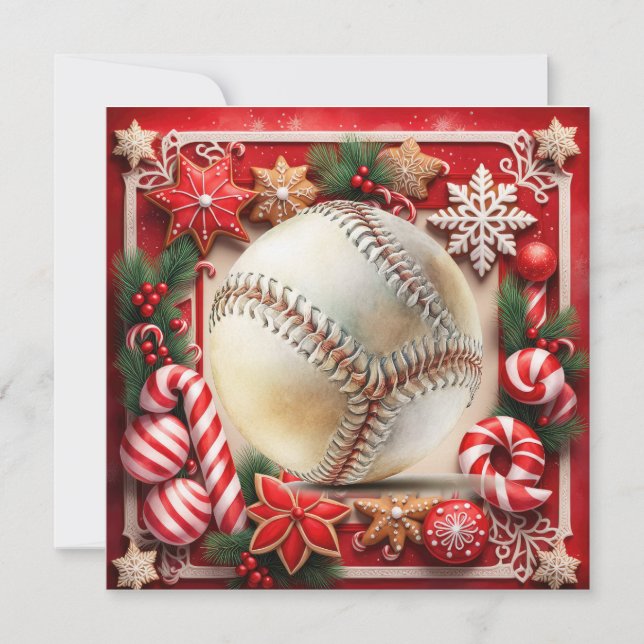 Tarjeta Festiva Navidades de béisbol (Anverso)