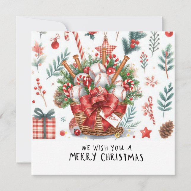 Tarjeta Festiva Navidades de béisbol (Anverso)