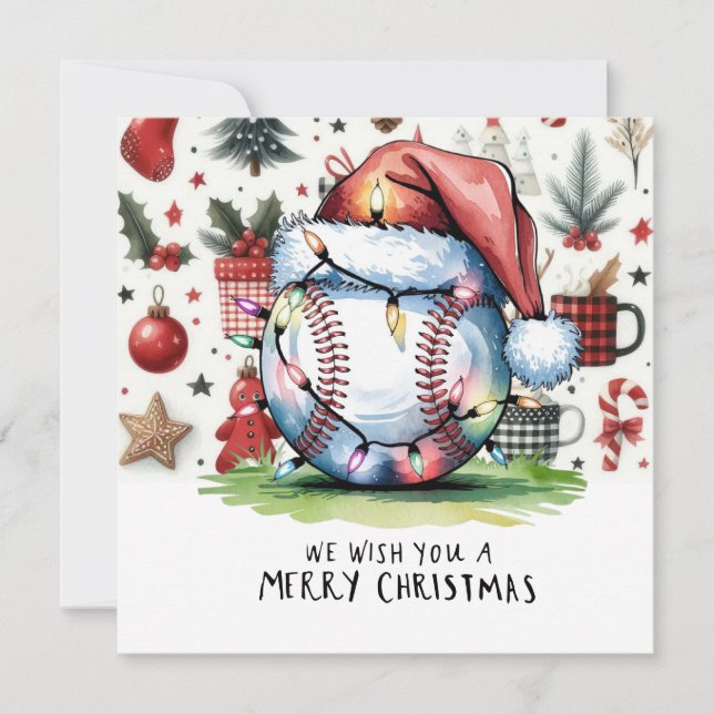 Tarjeta Festiva Navidades de béisbol (Anverso)