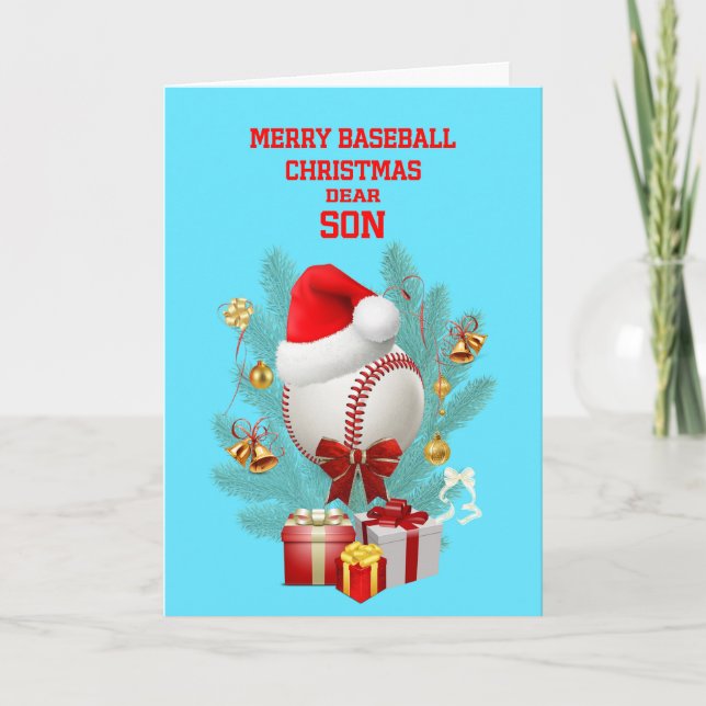 Tarjeta Festiva Navidades de béisbol (Anverso)