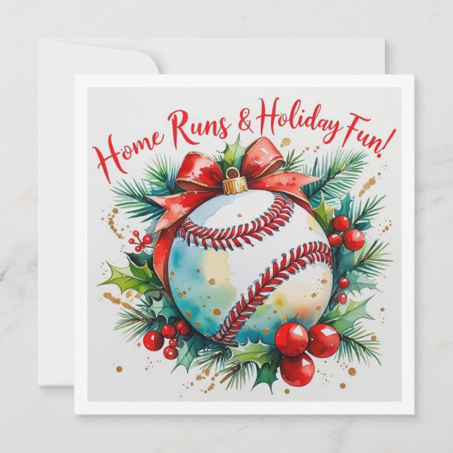 Tarjeta Festiva Navidades de béisbol (Anverso)