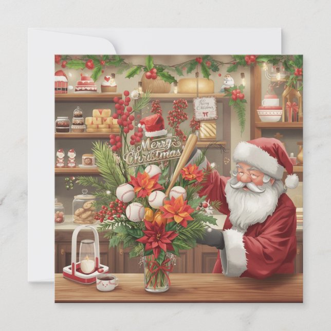 Tarjeta Festiva Navidades de béisbol (Anverso)