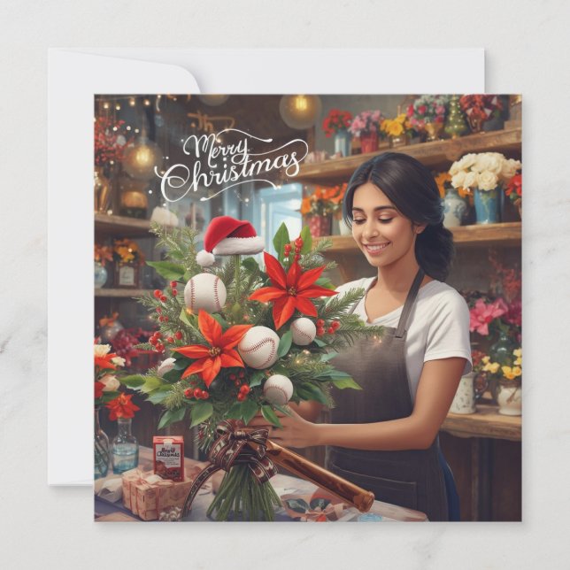 Tarjeta Festiva Navidades de béisbol (Anverso)