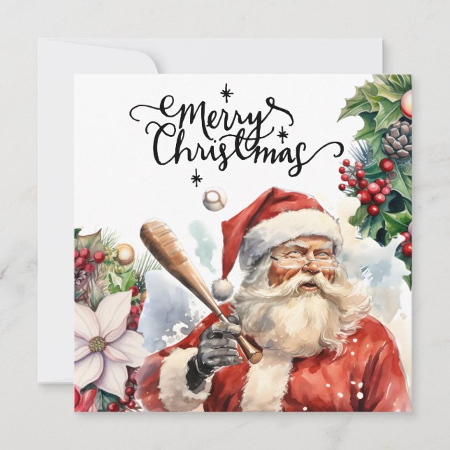Tarjeta Festiva Navidades de béisbol (Anverso)