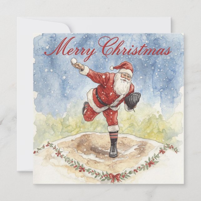 Tarjeta Festiva Navidades de béisbol (Anverso)
