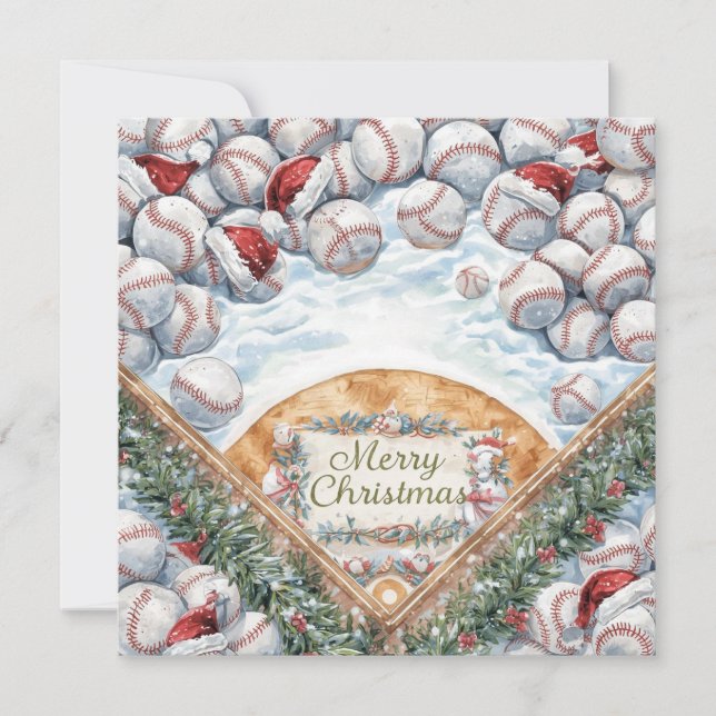 Tarjeta Festiva Navidades de béisbol (Anverso)