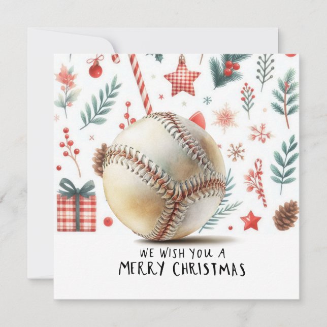 Tarjeta Festiva Navidades de béisbol (Anverso)