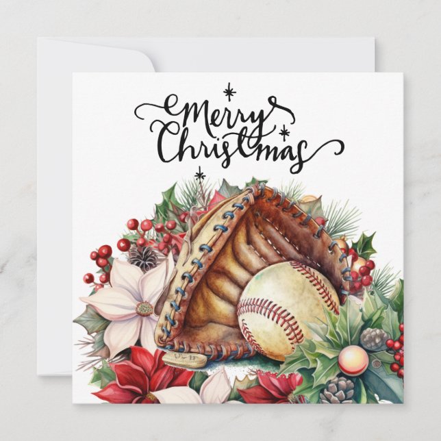 Tarjeta Festiva Navidades de béisbol (Anverso)