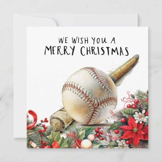 Tarjeta Festiva Navidades de béisbol (Anverso)