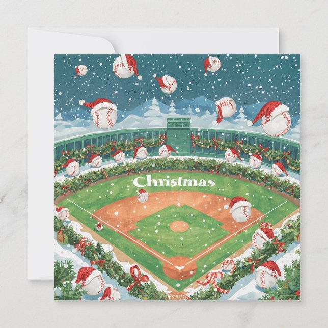 Tarjeta Festiva Navidades de béisbol (Anverso)