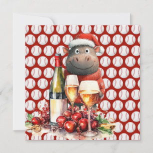 Tarjeta Festiva Navidades de béisbol con Hippo