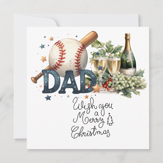 Tarjeta Festiva Navidades de béisbol con regalos y pelotas (Anverso)