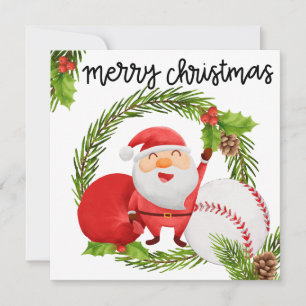 Tarjeta Festiva Navidades de béisbol con regalos y pelotas