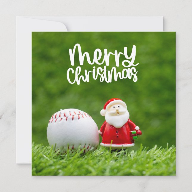 Tarjeta Festiva Navidades de béisbol con tema de Santa Claus (Anverso)