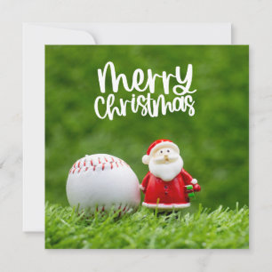 Tarjeta Festiva Navidades de béisbol con tema de Santa Claus