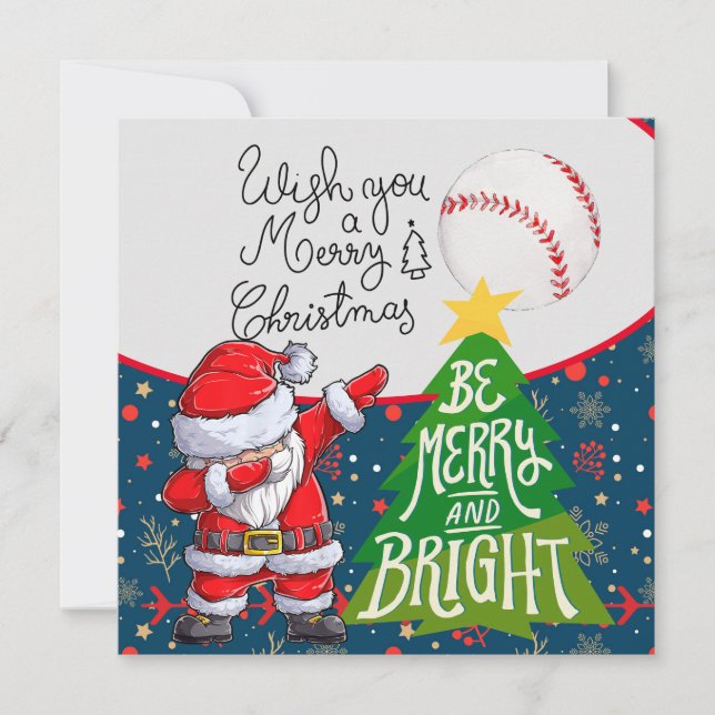 Tarjeta Festiva Navidades de béisbol Dabbing Santa Claus para juga (Anverso)