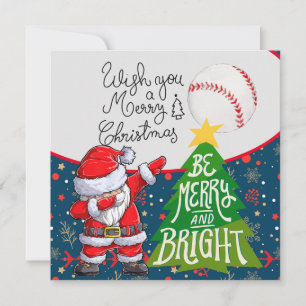 Tarjeta Festiva Navidades de béisbol Dabbing Santa Claus para juga