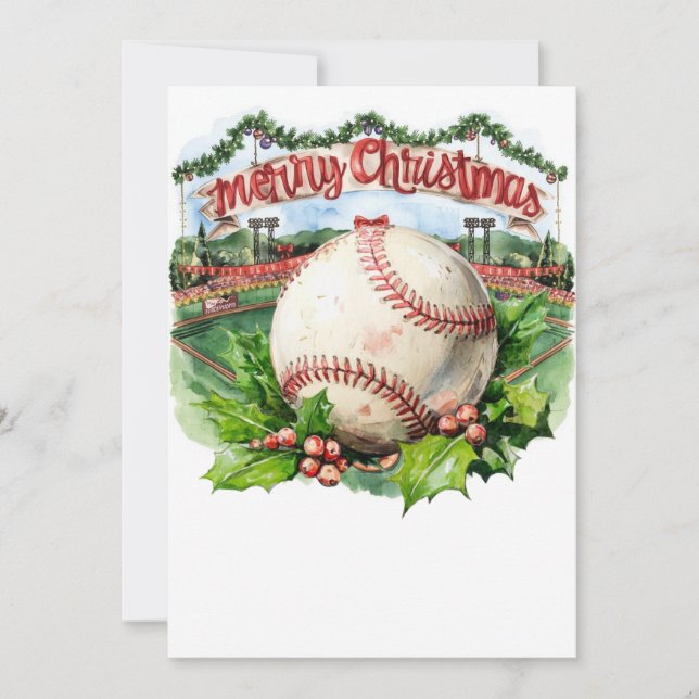 Tarjeta Festiva Navidades de béisbol en el estadio (Anverso)