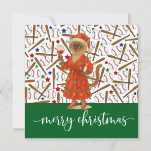 Tarjeta Festiva Navidades de béisbol temáticos para amantes del ga