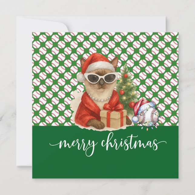 Tarjeta Festiva Navidades de béisbol temáticos para amantes del ga (Anverso)